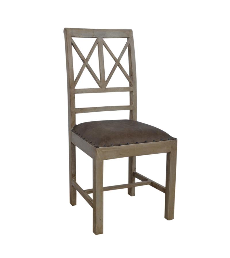 SOLID WOOD &  LEATHER CHAIR