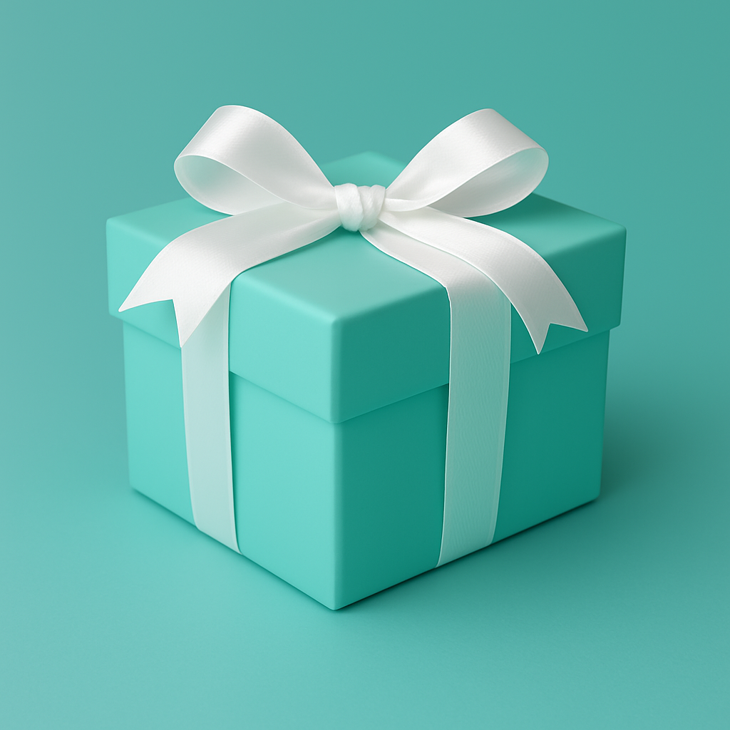 Tiffany box on turquoise background