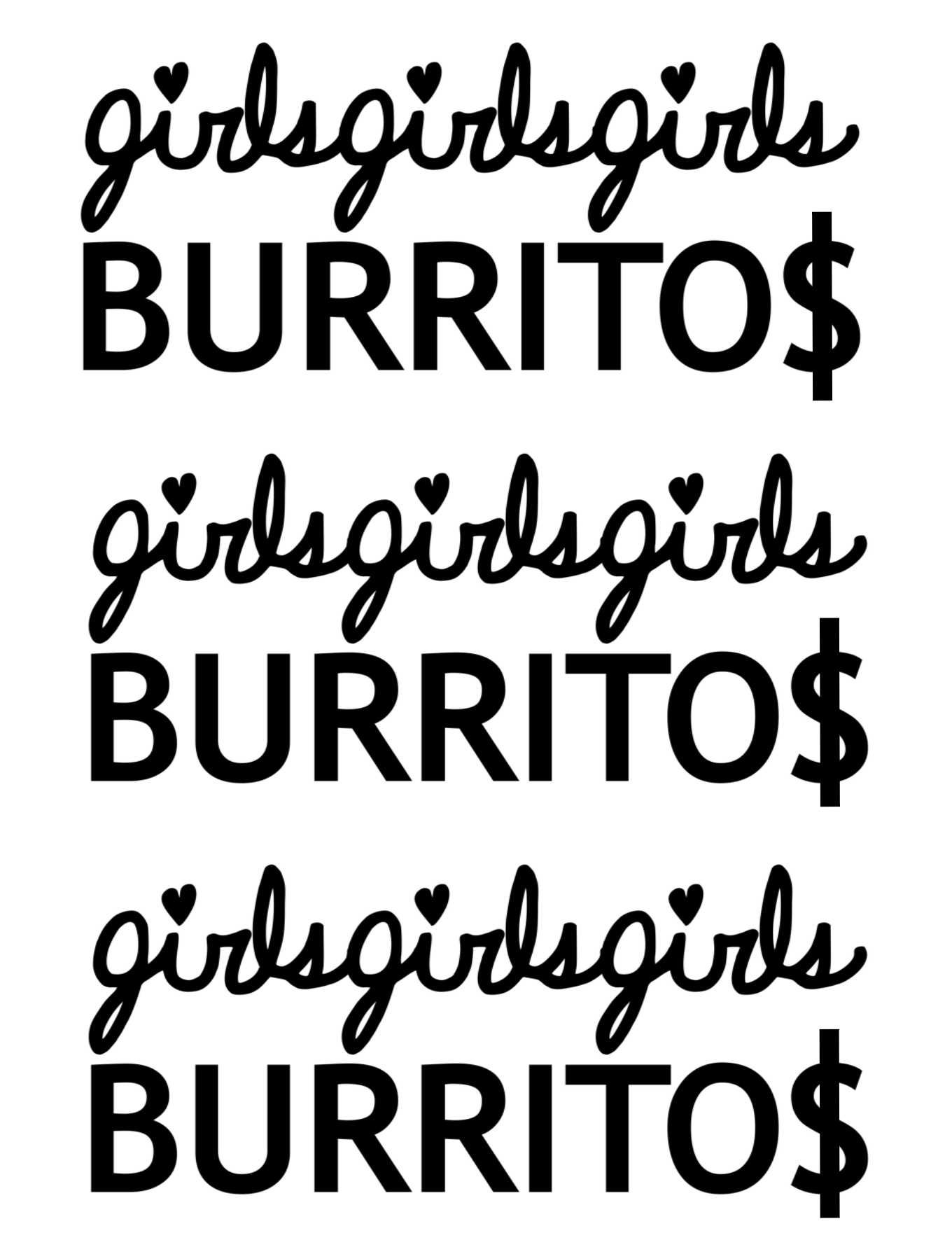 Order Online! girlsgirlsgirls BURRITOS MenuPunks LLC