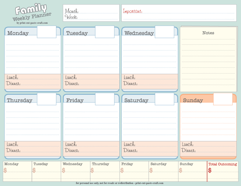 Weekly Planner for a Busy Family