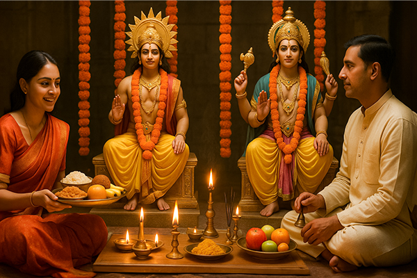 Offering Naivedya and Prasadam