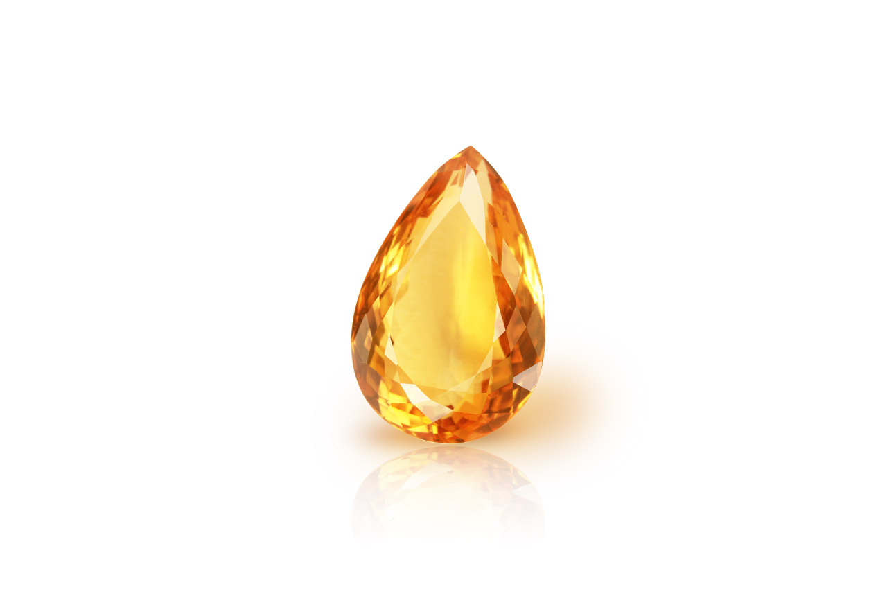 Yellow Citrine 11.40 carats Pear Rudra Centre