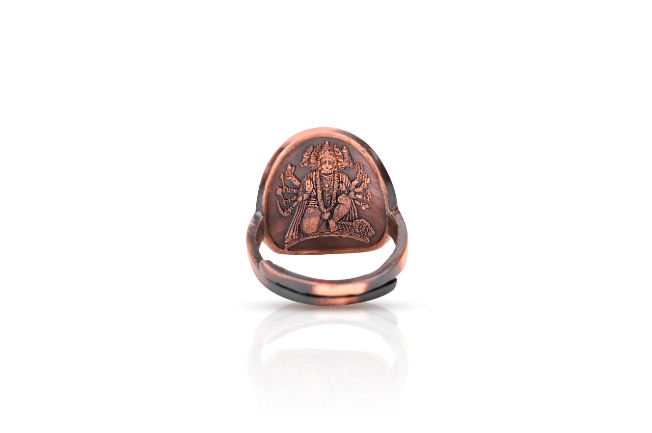 Om Pooja Shop PanchMukhi Hanuman Yantra Locket In Pure Copper Bajrangbali Pendant