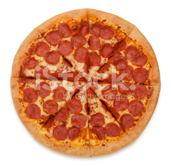 Stock photo 16302564 pepperoni pizza on white