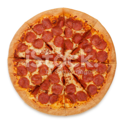 Stock photo 16302564 pepperoni pizza on white