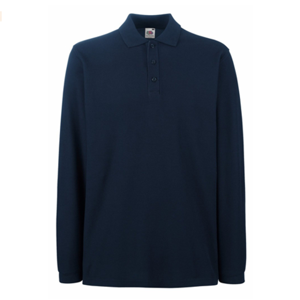 Fruit of the loom long sleeve pique polo shirt deep navy 1208 655