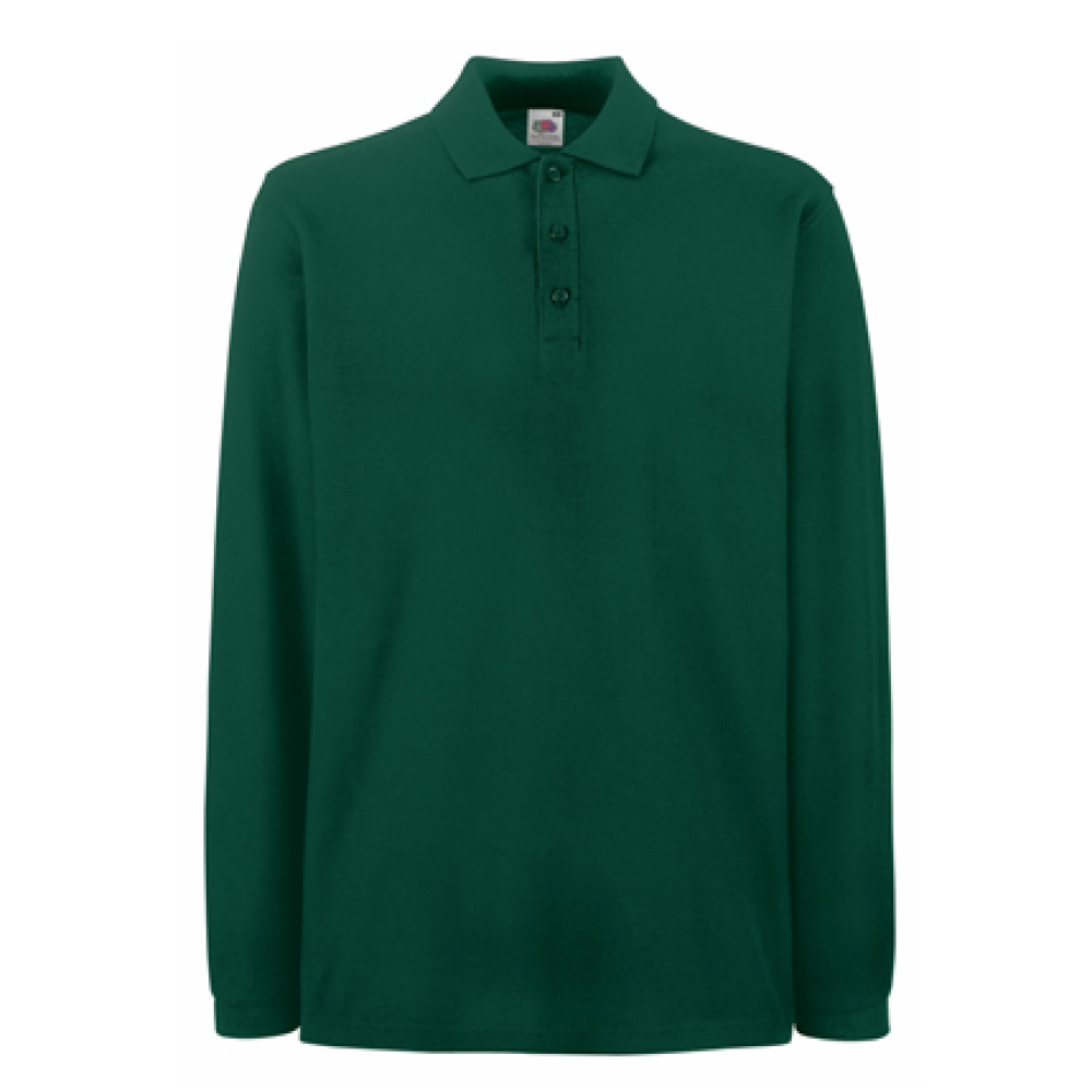 Fruit of the loom long sleeve pique polo shirt forest green 1975 999 %281%29