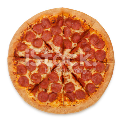 Stock photo 16302564 pepperoni pizza on white