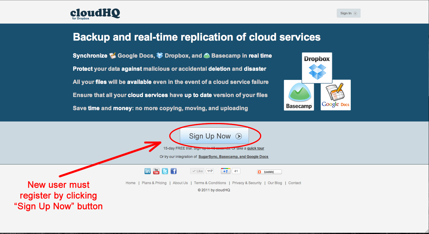 Sign up to CloudHQ