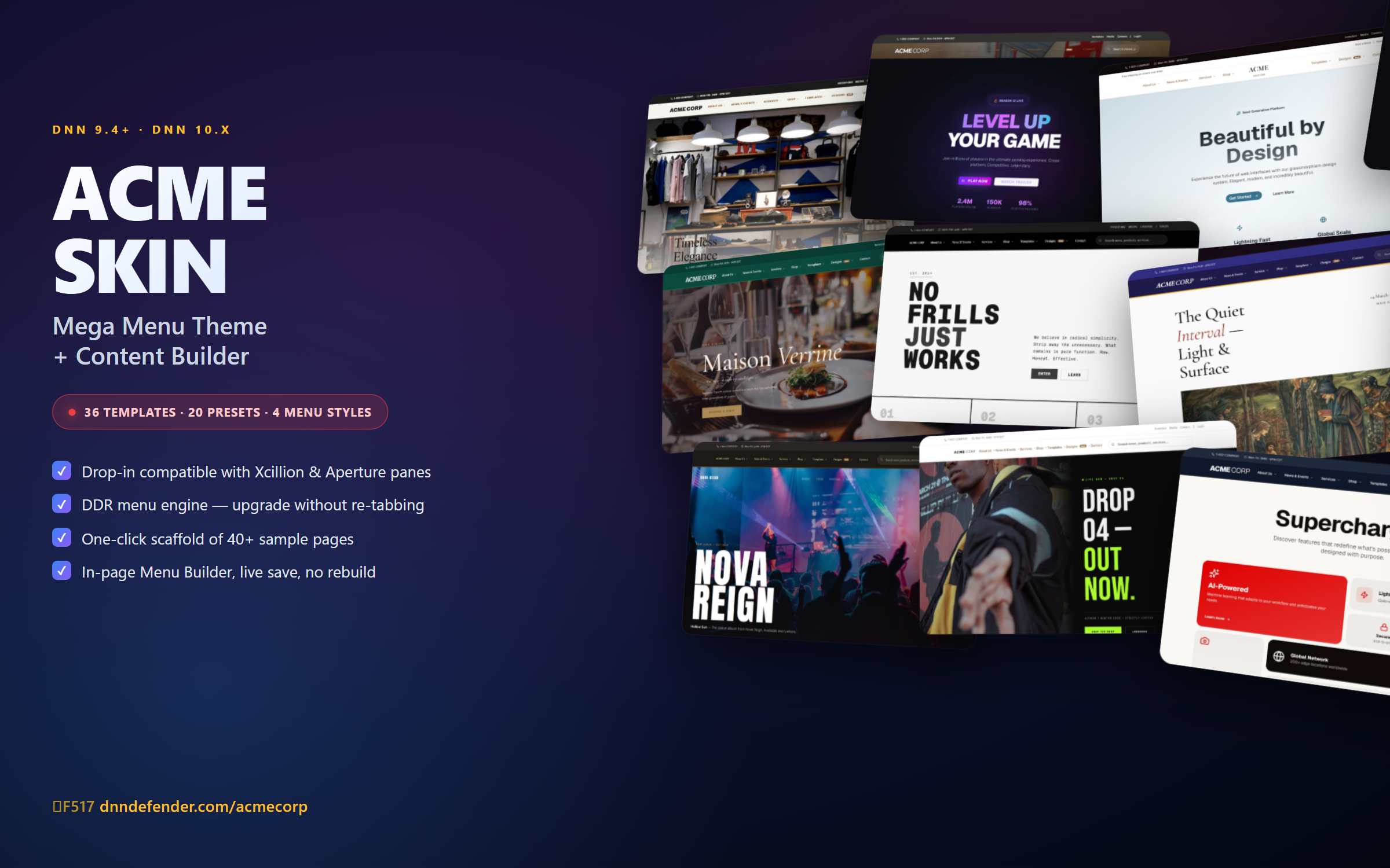 Picture of ACME Theme System— Mega Menu + Drawer menus module for DNN