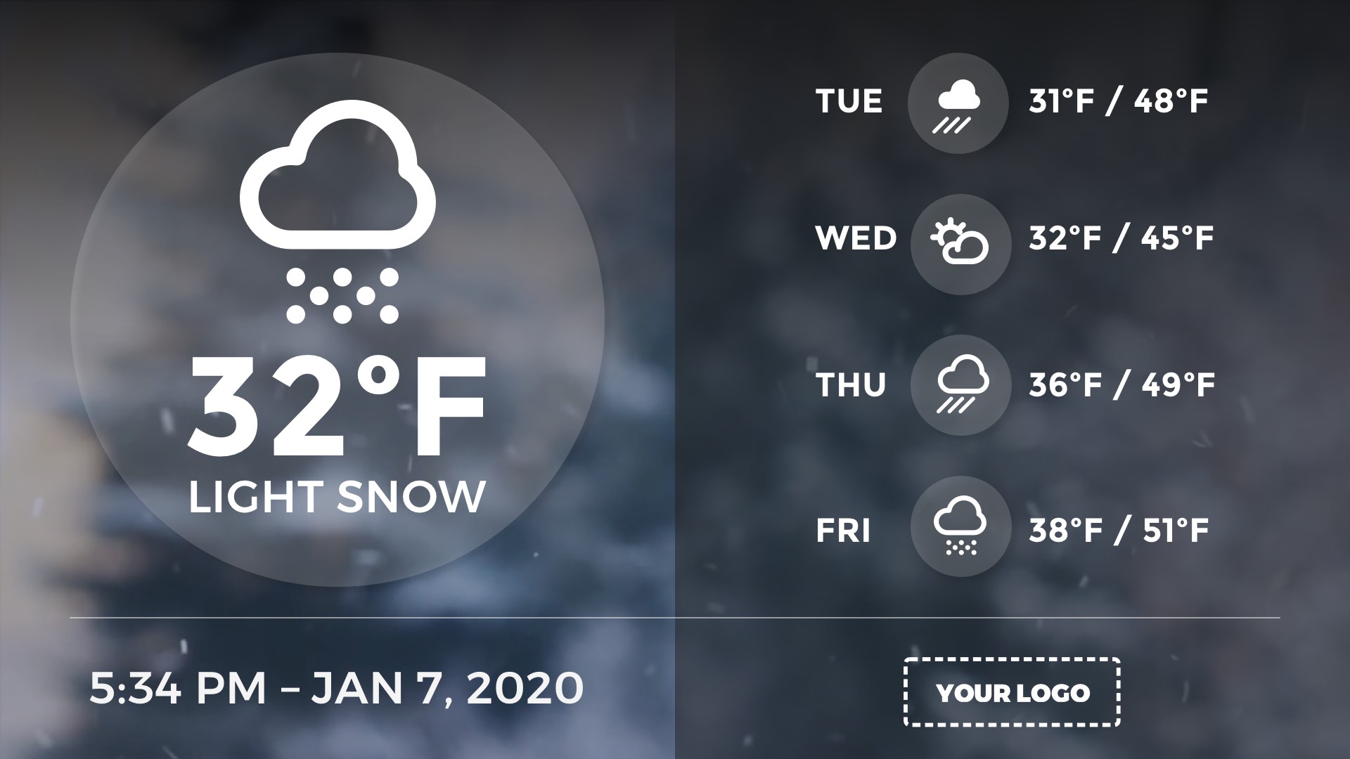 Full Screen Weather Extended Digital Signage Template