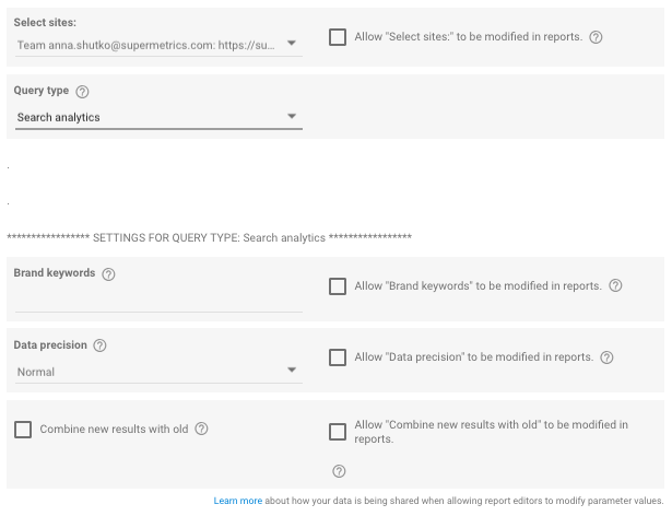 Supermetrics Google Search Console Connector for Data Studio