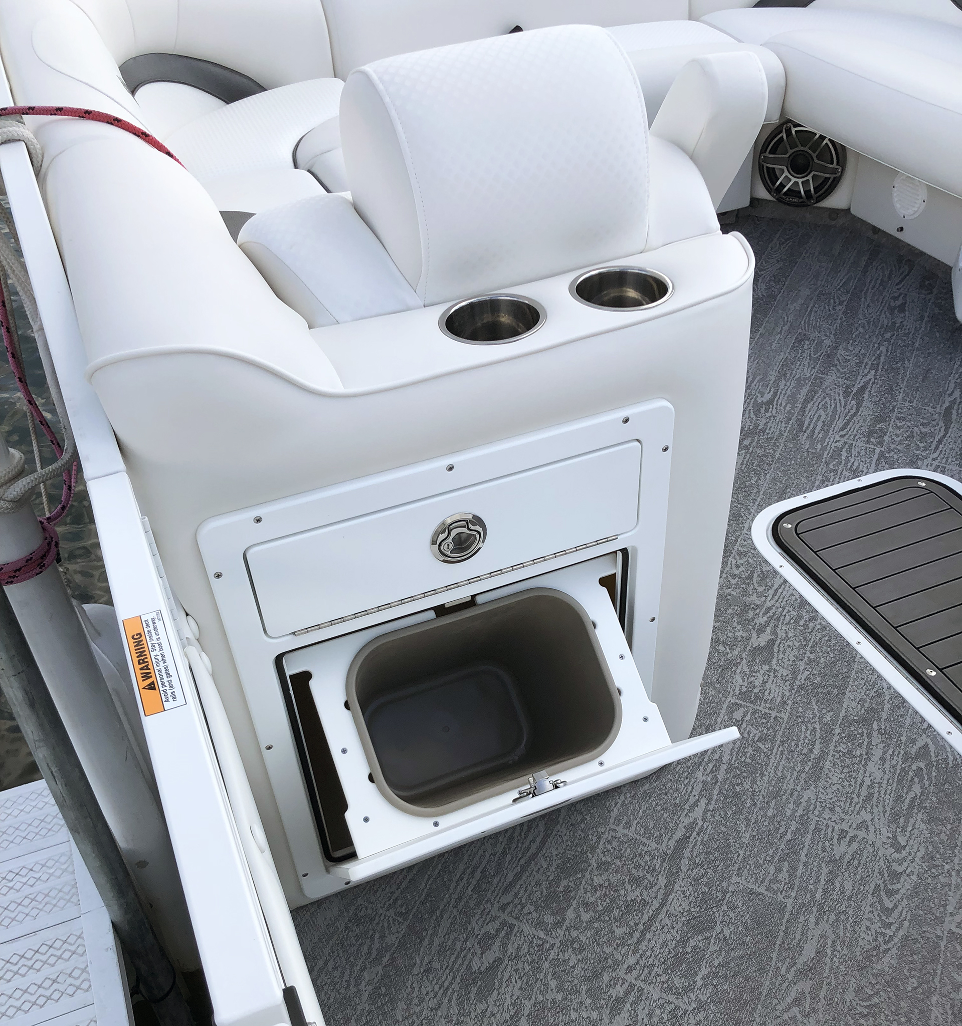 Pontoon Lounge Backrest Trash Can Unit Teak Isle