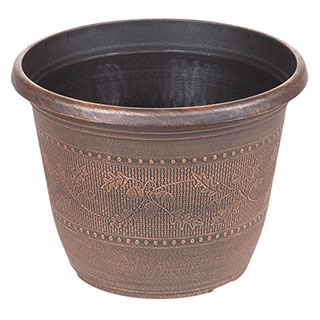 'Acorn' Round Planter 25cm Copper-Tone