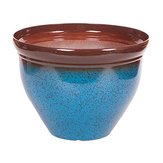 Ceramic Look Planter Mottled Blue 39.5cm