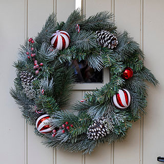 Candy Cane Wreath with Baubles and Canes