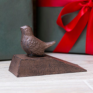 Cast Iron Door Wedge with Bird Decoration