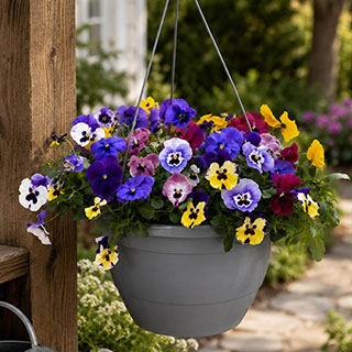 Pre-Planted Pansy 'Top Wave' Hanging Baskets
