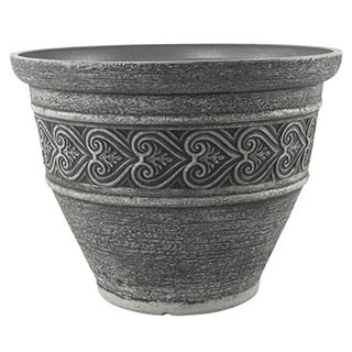 Heart Round Planter - Dark Granite