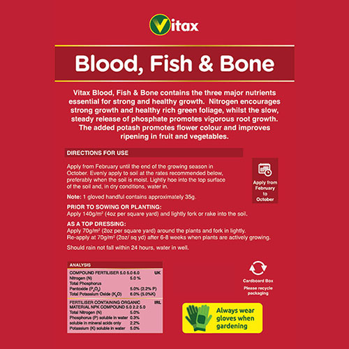 Blood, Fish and Bone Organic Fertiliser 1.25kg Packet Blood, Fish and Bone Organic Fertiliser 1.25kg Packet
