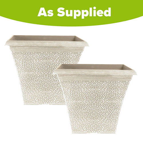 April Powdered Beige Grey Square Planters