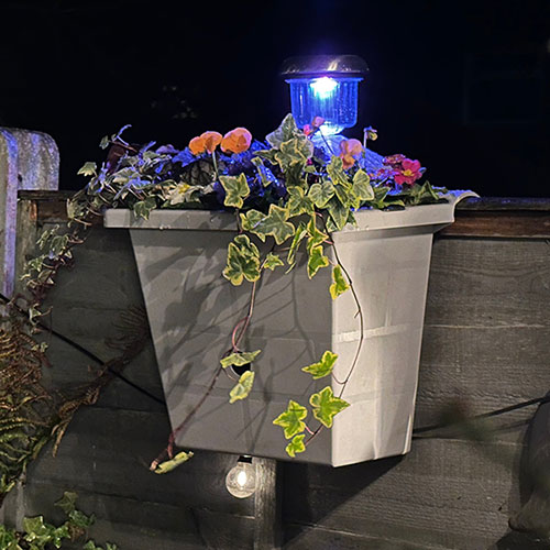 Revolutionary 4-in-1 Self-Watering Fence Planter and Solar Light - Light Grey Revolutionary 4-in-1 Self-Watering Fence Planter and Solar Light - Light Grey