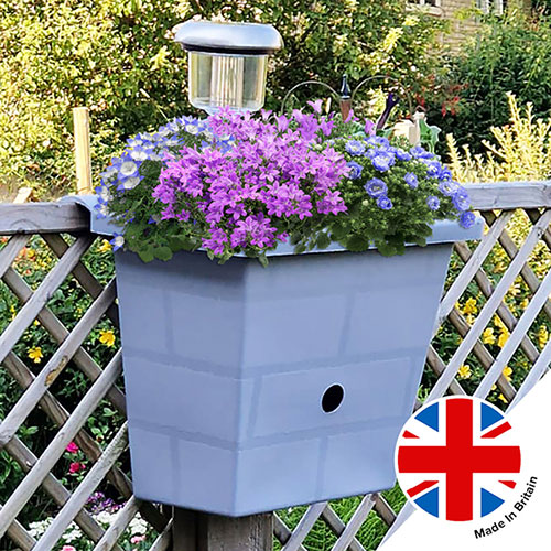 Revolutionary 4-in-1 Self-Watering Fence Planter and Solar Light - Forest Green Revolutionary 4-in-1 Self-Watering Fence Planter and Solar Light - Forest Green