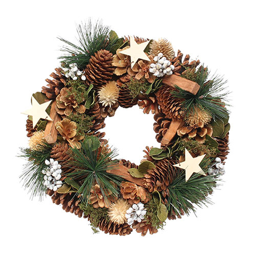 Woodland Festive Wreath with Cones and White Berries Woodland Festive Wreath with Cones and White Berries