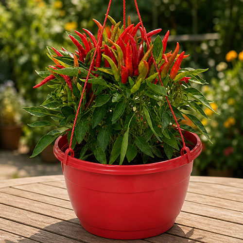 Pre-Planted Chilli Pepper Hanging Baskets Pre-Planted Chilli Pepper Hanging Baskets