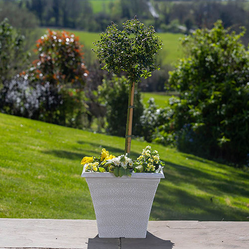 April Powdered Beige Grey Square Planters