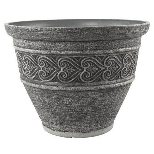 Heart Round Planter - Dark Granite