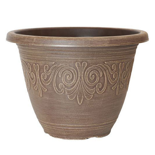 Brushed Butterscotch Round Laurel Planter Brushed Butterscotch Round Laurel Planter