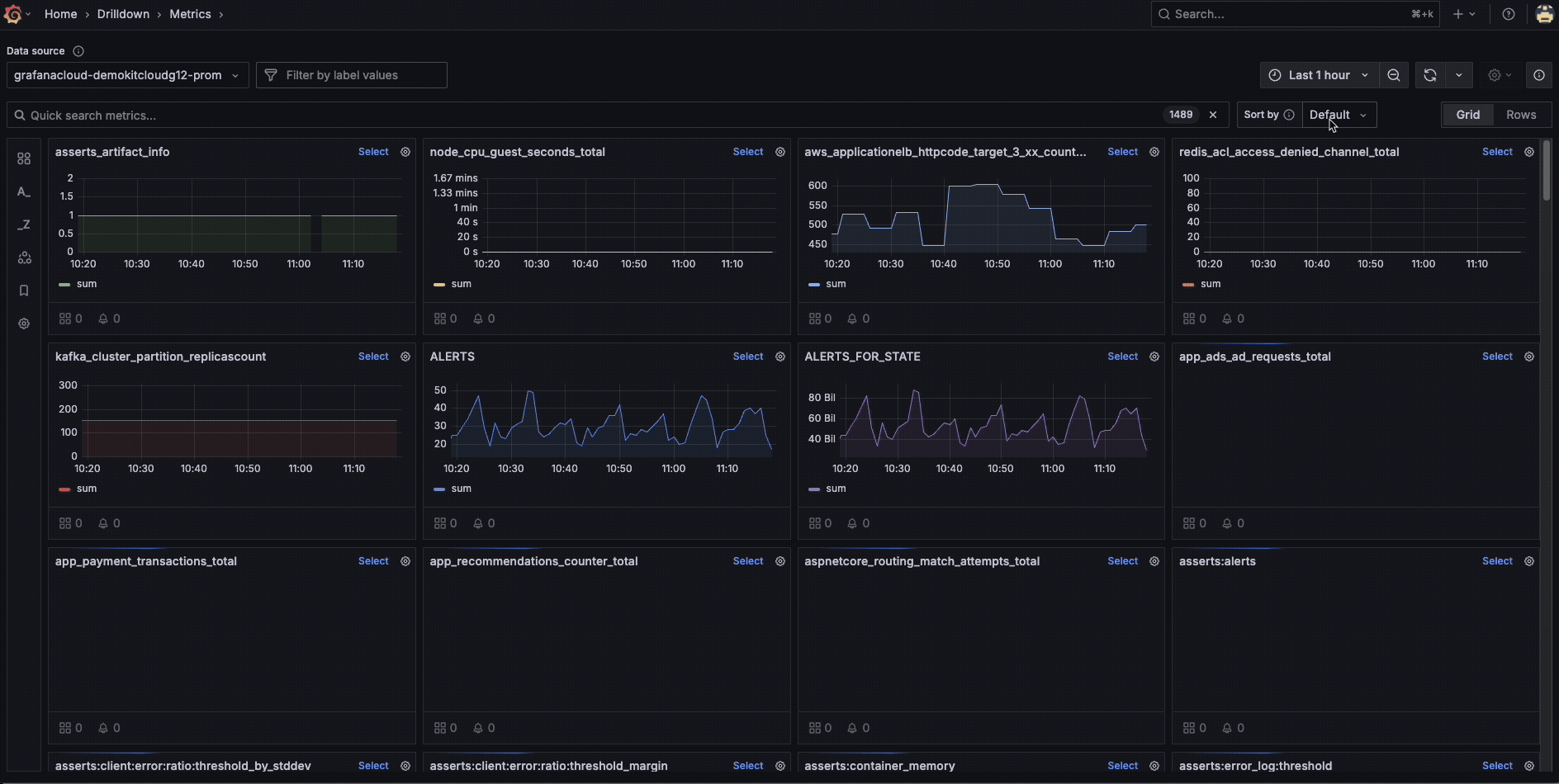 A gif showing the new sorting functionality in Metrics Drilldown.