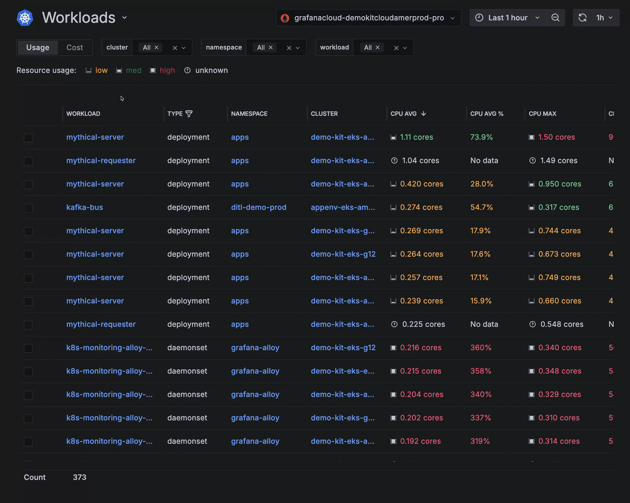 A GIF showing the CPU tab.