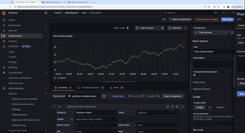 Gif of new workflow in Git Sync in Grafana 12