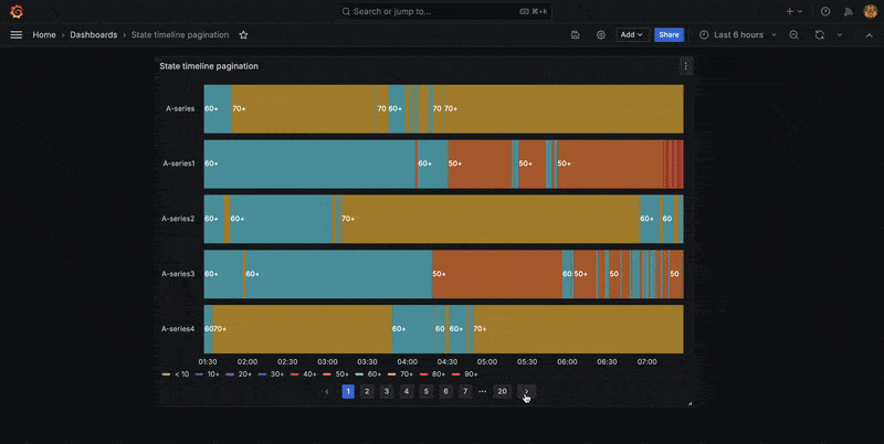 A gif showing the new pagination option in state timelines.