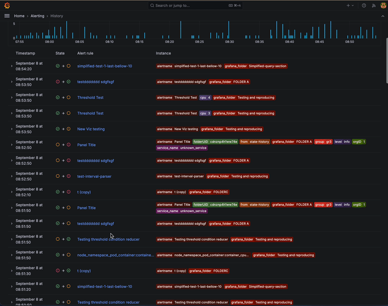 Filtering by time range in the UI