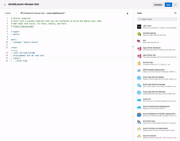 A gif showing how the token is used to authenticate you to Grafana Cloud k6.