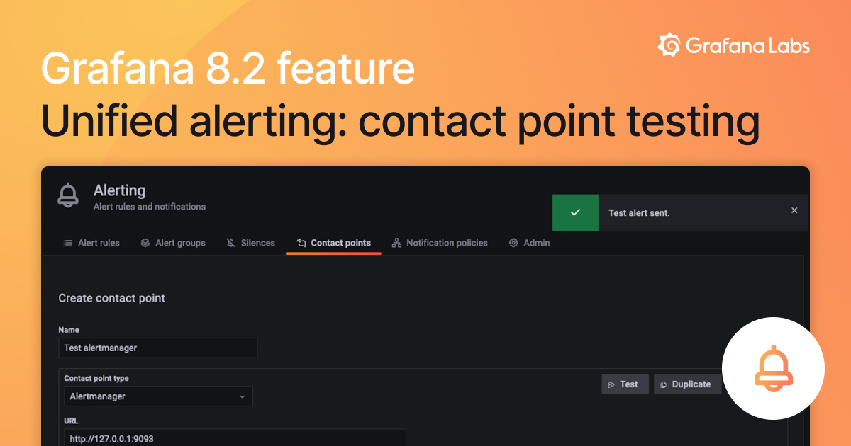 New in Grafana 8.2: Test contact points for alerts before they fire