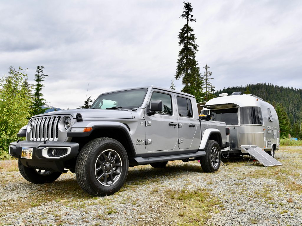 Airstream and 2020 Jeep Gladiator Towing Camping