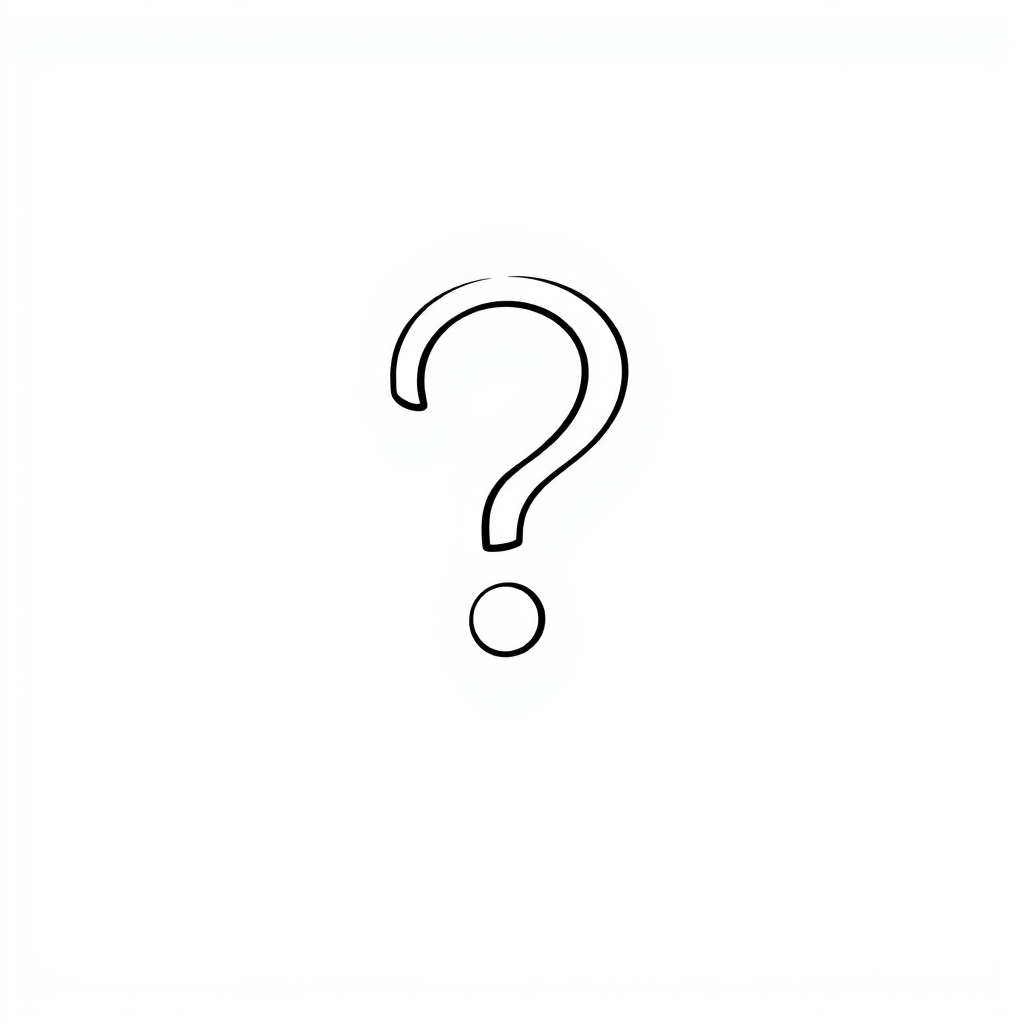 A simple illustration of a question mark on a white background, using clean lines and minimal shading to convey curiosity.