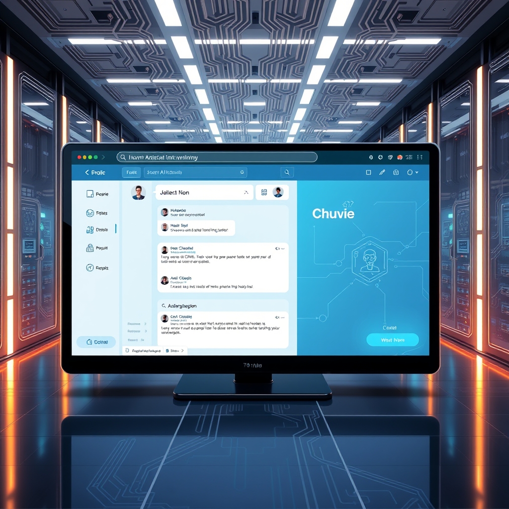 A futuristic interface showing AI and CMS collaboration