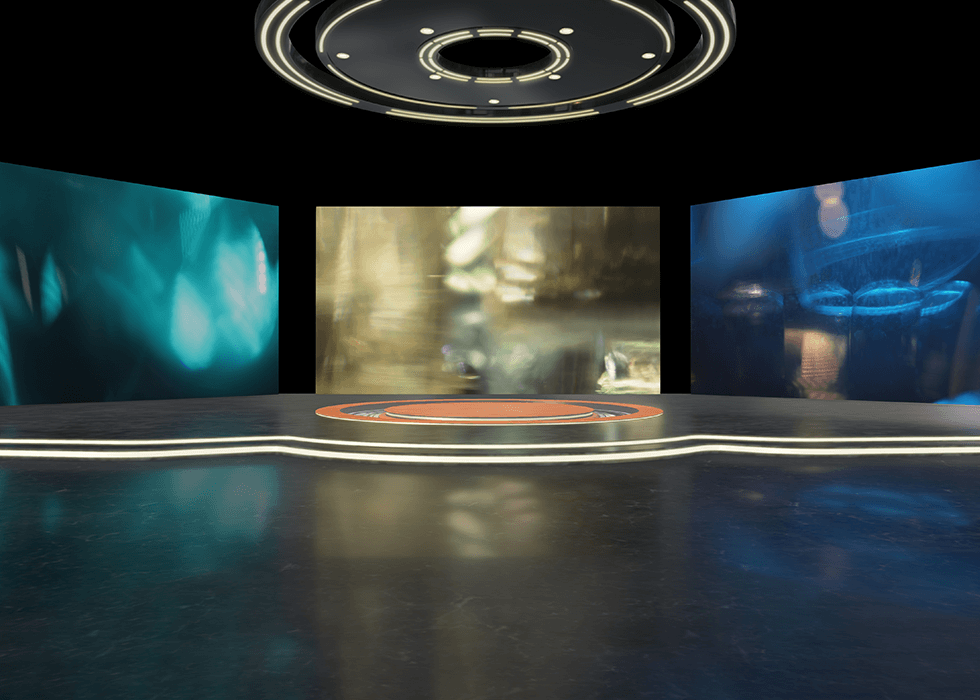 LED screens in a virtual production studio
