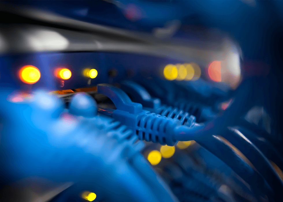 Closeup Of A Server Network Panel