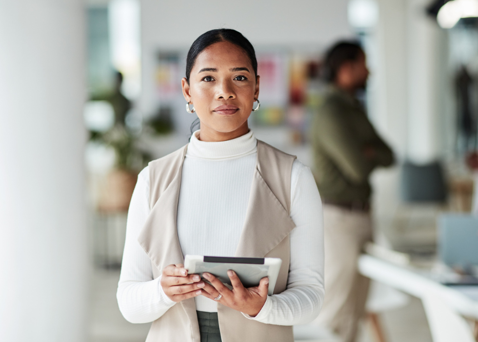 woman with tablet