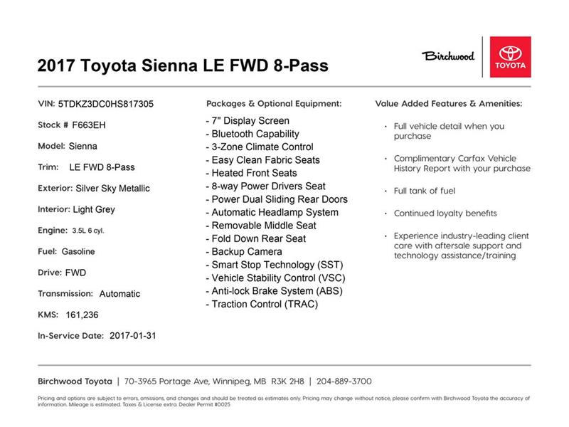 toyota Sienna 2017 - 2