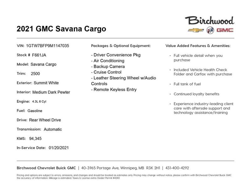 gmc Savana Cargo Van 2021 - 2