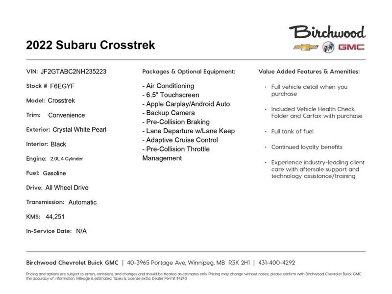 subaru Crosstrek 2022 - 2