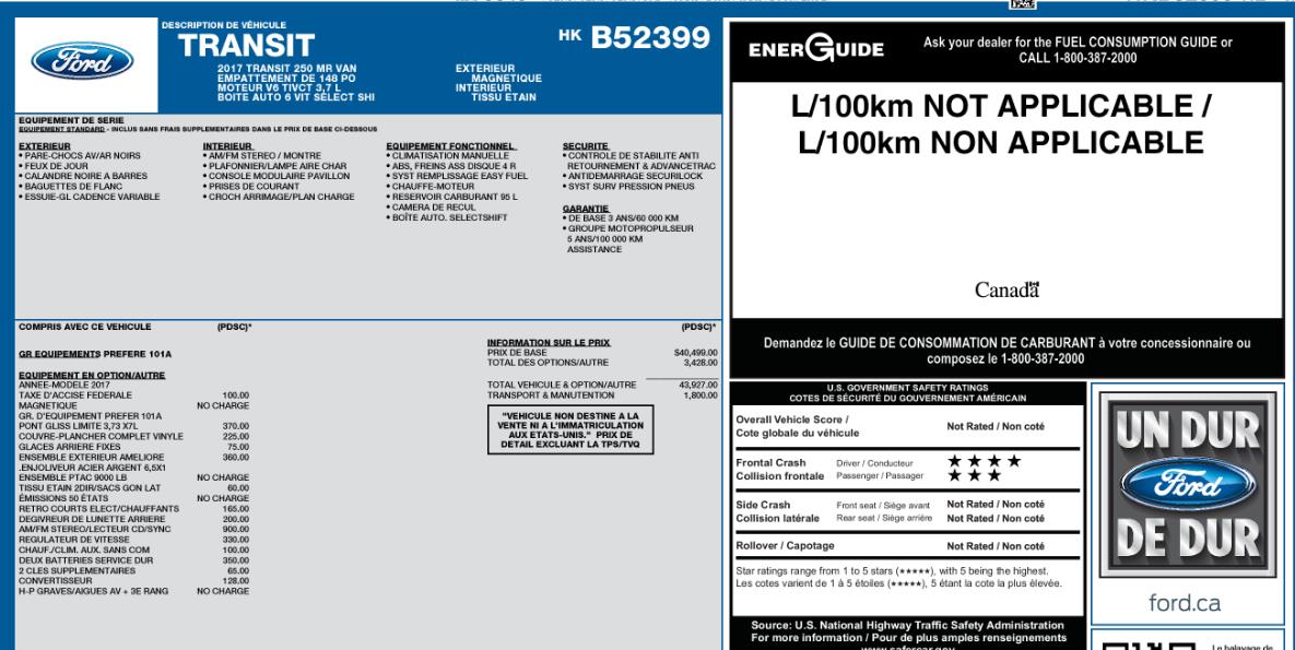 ford Transit Cargo Van 2017