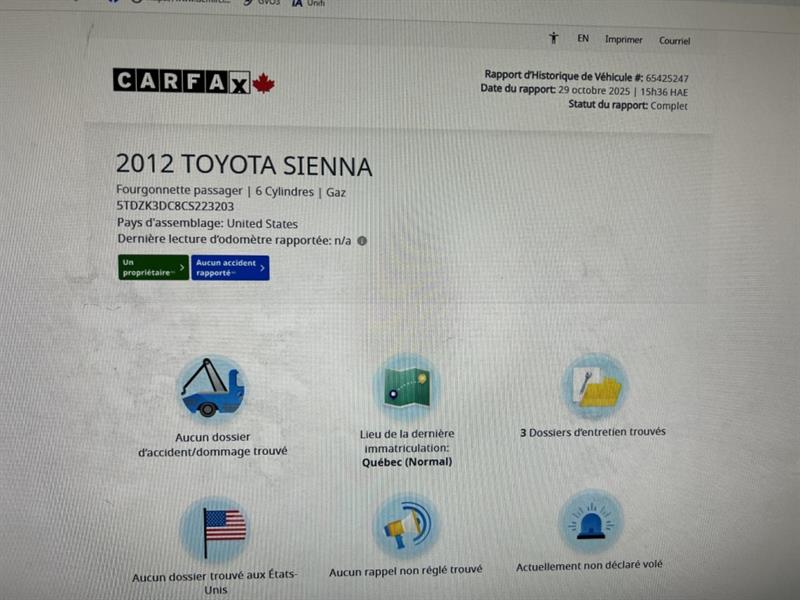 toyota Sienna 2012 - 2